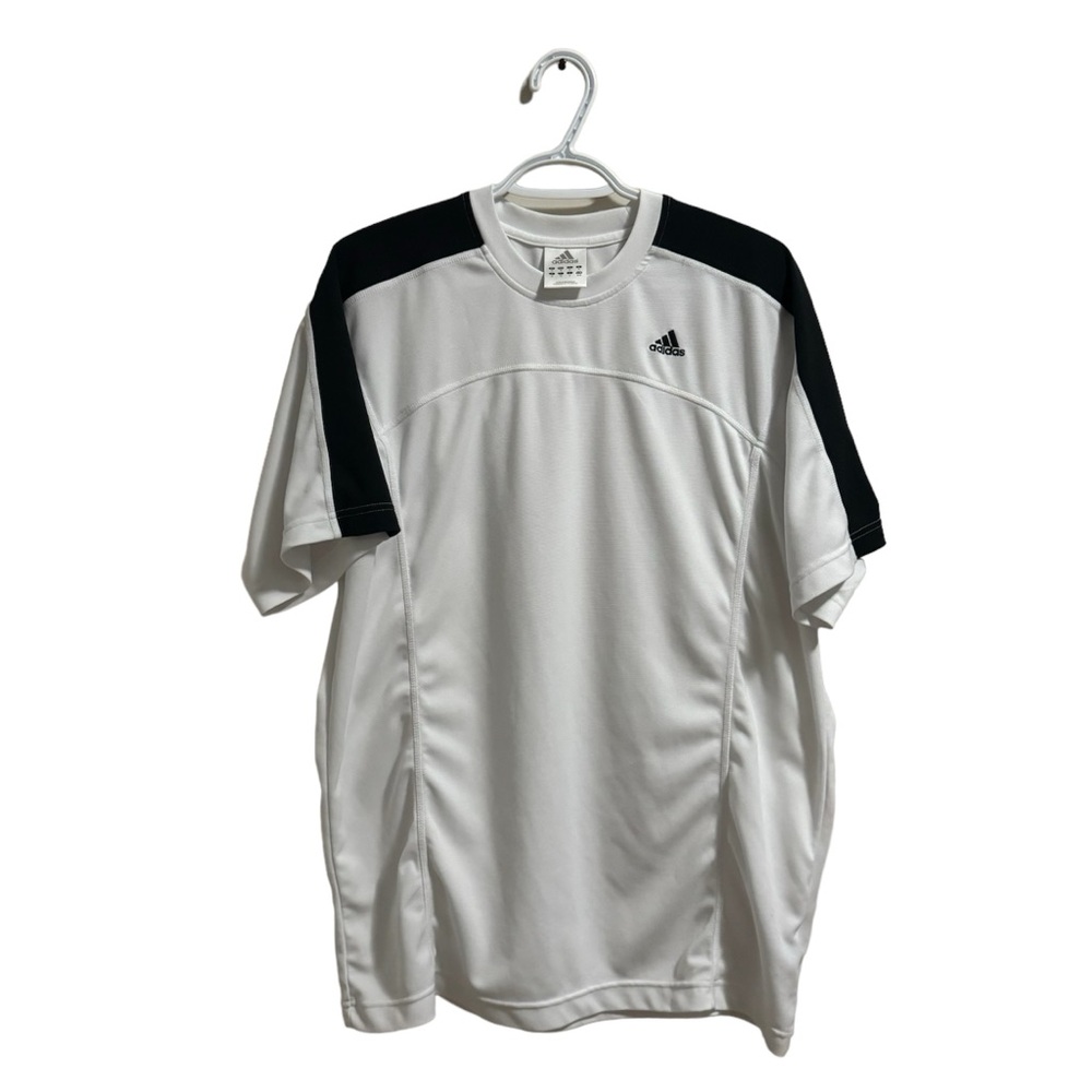 2000s Black and White Adidas Climalite Athletic Casual T-Shirt